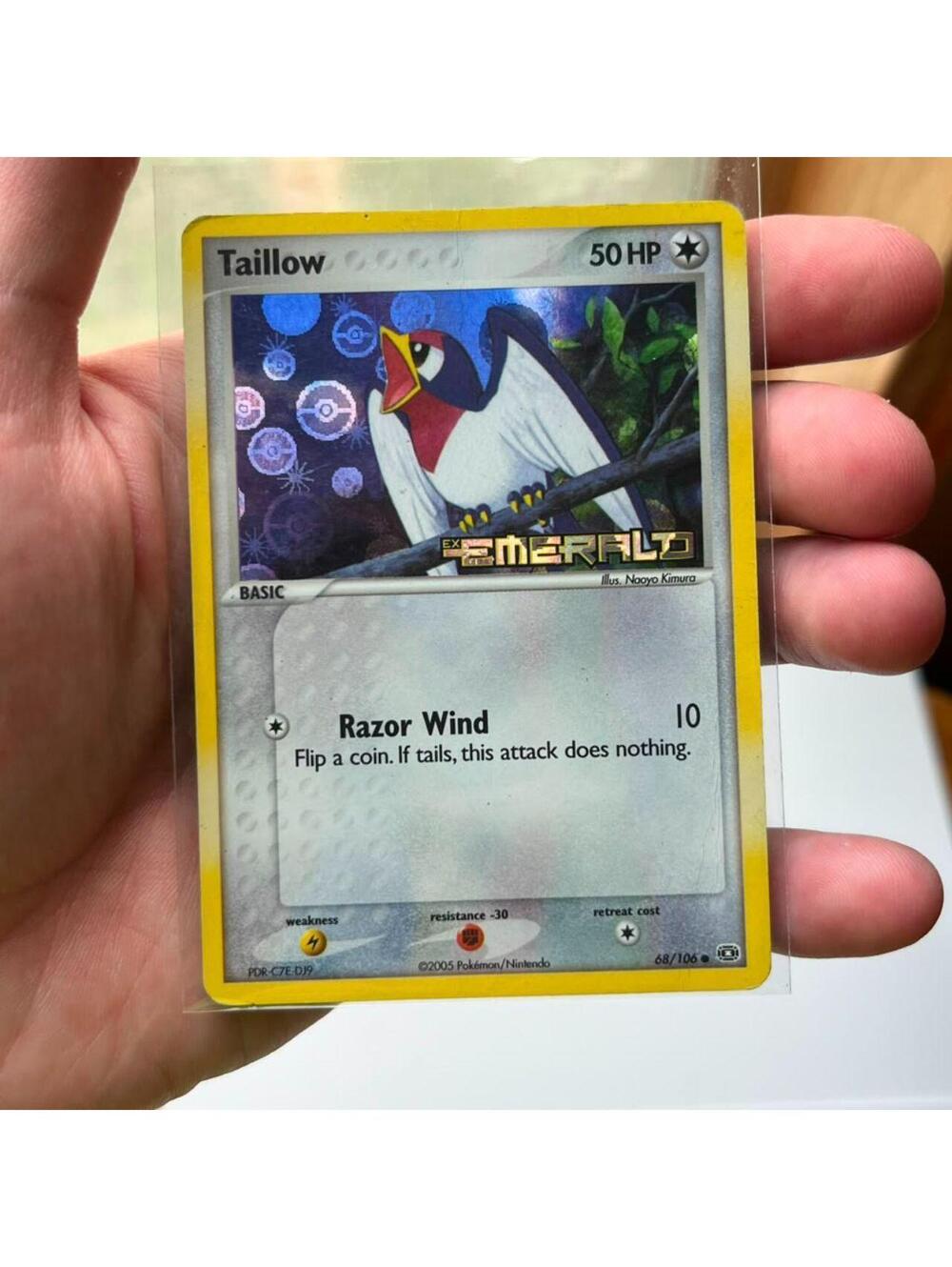 Taillow 50 HP 68/106 - EX Emerald Reverse Holo - Razor Wind - Authentic